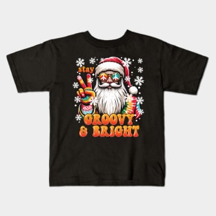 Stay Groovy and Bright Santa Retro Christmas Design Kids T-Shirt